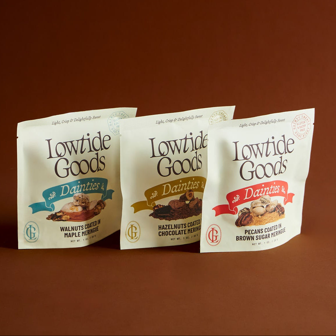 Dainties meringue-wrapped walnuts pecans hazelnuts sampler pack